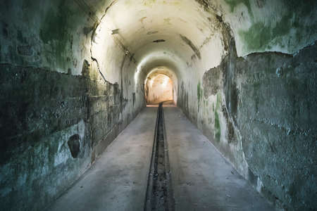 Stone tunnel of ancient fort at Cat Ba Island in North of Vietnam. Cat Ba is an well-known archipelago with a spectacular array of sea and island scenery.の写真素材