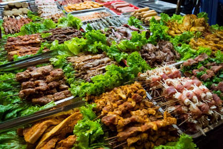 SAPA, VIETNAM: Barbecue meat - The several animal meat ingredient of famous Vietnamese food the barbecue resturant in Sapa district Vietnamの写真素材