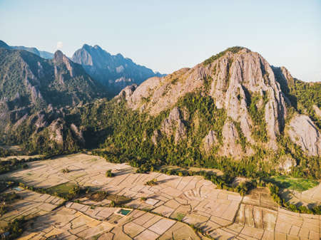 Nature image of Vang Vieng. a famous Landscape in Vang Vieng, Vientiane Province, Laos. Beautiful...