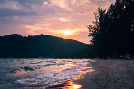 Sunset from Koh Rong Samloem island, Cambodia.の写真素材