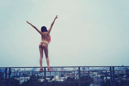 Naked carefree girlの写真素材