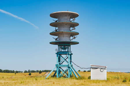 renewable energy source. Windmill and generator in the field. Environmentally friendly electricity. Energy of the future.の写真素材