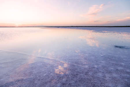 salt on the bottom. Pink lake Crimson lake. Burlin lake. Bursol'. Slavgorod district. Attraction yarovoye. Altai Krai Russiaの写真素材