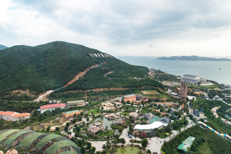 VINPEARL RESORT, NHA TRANG, VIETNAM - 05.01.2019: Aerial view of coastal resort Vinpearl Land Park, at NHA TRANG, VIET NAMのeditorial素材