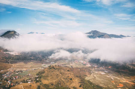 Sapa - Vietnam valley city in the mist.の写真素材