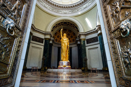 November 26, 2019, Havana Cuba. Gold-plated La Rep blica indoor statueのeditorial素材