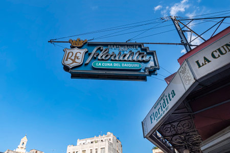 November 27, 2019, Havana, Cuba: The historic Floridita restaurant in Havana. The birthplace of daiquiri,a famous cuban cocktail,El Floridita was a favorite of celebrities like Ernest Hemingwayのeditorial素材