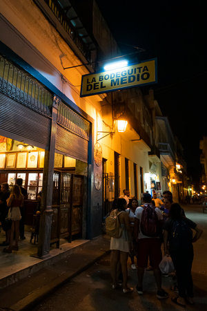 November 27, 2019, Havana, Cuba: La Bodeguita del Medio in Havana, famous restaurant has been a favorite of Ernest Hemingway and Pablo Nerudaのeditorial素材
