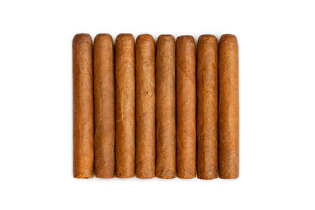 Havana cigars set isolated on white. Real expensive Cuban cigars.