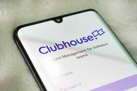 Clubhouse application view on the smartphone displayのeditorial素材