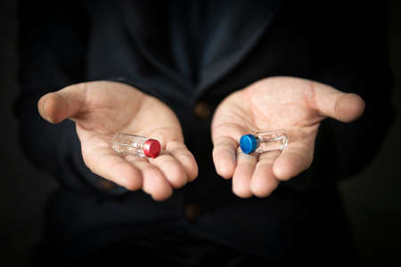 red ampoule and blue ampoule.   choosing the best vaccine