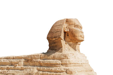 great ancient Sphinx isolated on a white background. side viewの写真素材