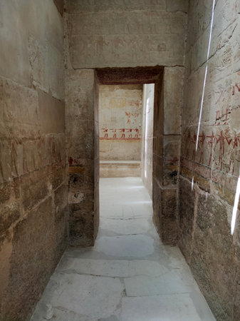 entrance to the tomb. Funerary complex of Djoser and the Step Pyramid, Saqqara, south Cairo, Egypt