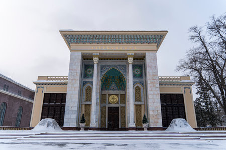 December 18, 2021. Moscow. Russia: Pavilion No. 14. Exhibition and trade center of the Republic of Azerbaijan at VDNH in Moscow, designed in the oriental styleのeditorial素材