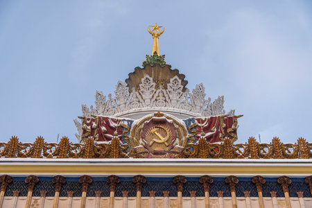 Aerial view of National Expocenter of Ukraine or VDNH in Kyiv, Pavilion 10. December 18, 2021. Moscow. Russiaのeditorial素材
