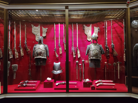 December 21, 2021. Moscow. Russia: Various collections exhibits from the history of Russia in the museum armory of the Moscow Kremlin. monomakh's hatのeditorial素材