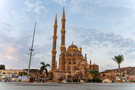 October 9th, 2021. Sharm El Sheikh: Al Mustafa Mosque in the Old Town of Sharm El Sheikh, Egypt. One of the main tourist attractions with magnificent architectureのeditorial素材