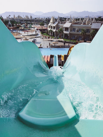 Top view of the largest water park in Sharm el Sheikh, Egypt. October 10, 2021のeditorial素材