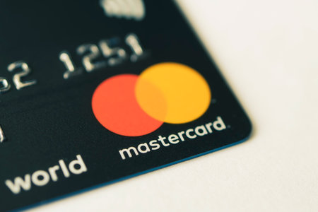 Mastercard logo on black cards. February 20, 2021のeditorial素材