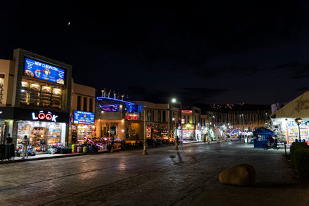 October 10th, 2021. Sharm El Sheikh: Street market in Egypt at night timeのeditorial素材