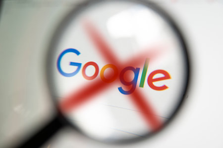 A crossed-out icon google on a screen. June 20, 2022 Russia