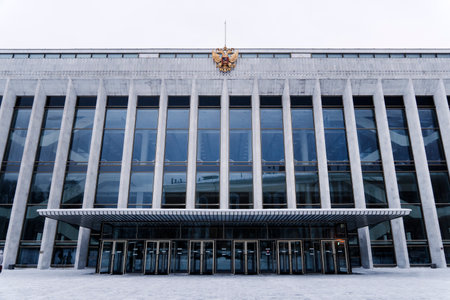 facade of State Kremlin Palace also known as the Kremlin Palace of Congresses a goverment building inside the Moscow Kremlinのeditorial素材