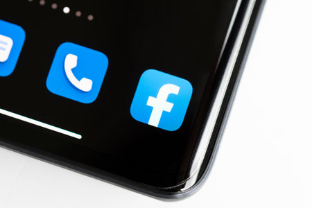 Barnaul. Russia June 20, 2022: Facebook application on screen of an smartphoneのeditorial素材