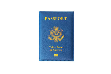 United States Passport isolated on White Background. the concept of obtaining US citizenship. A citizen of the United States.の写真素材