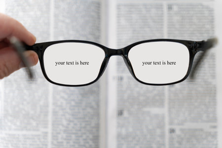book and eye glasses for read and write over blurred background with copy space, selective focus....