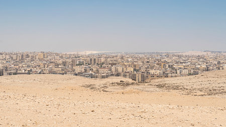 cairo cityscape view. view of the rooftops of modern Giza. Poor neighborhoods in Cairo. Egypt. panorama of cairoの写真素材