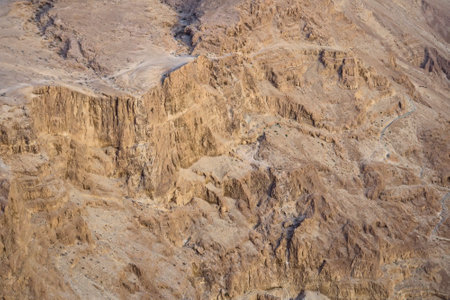 Close up of soil at rock mountain. Land surface. Rocks of the hills in Judean desert, Israel....