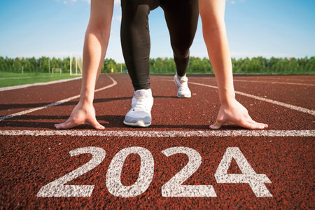 happy new year 2024. concept of starting a business or career in the new year. woman preparing for...