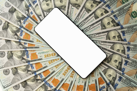 white black smartphone screen text and design. concept of accumulating profitability and earnings...