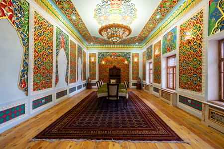Reception building of Isfandiyar Khan on the grounds of Nurullaboy Palace. November 4, 2023. Khiva Khorezm district. Uzbekistan.のeditorial素材