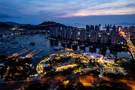 China, Hainan island Sanya harbour. top viewの写真素材