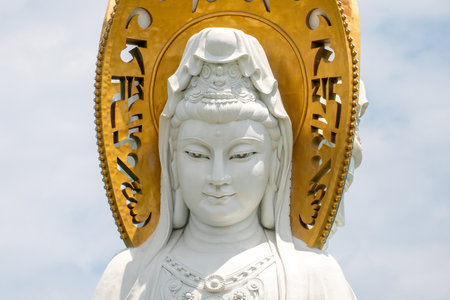 Sanya, China Statue of the goddess Guanyin on the territory of Nanshan buddhist culture park, Hainan islandの写真素材