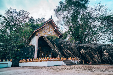 Buddha's Footprint Temple at Luang Prabang, Laosの写真素材