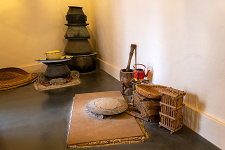 The interior of an old traditional Arabic-style dwelling in Qatar.の写真素材