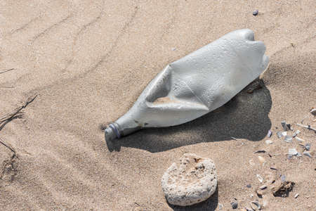 plastic bottles on the beach