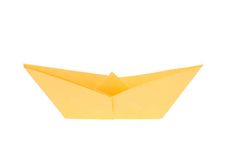 isolated in white boats made of folded colored paperの写真素材