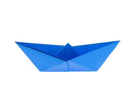 isolated in white boats made of folded colored paperの写真素材