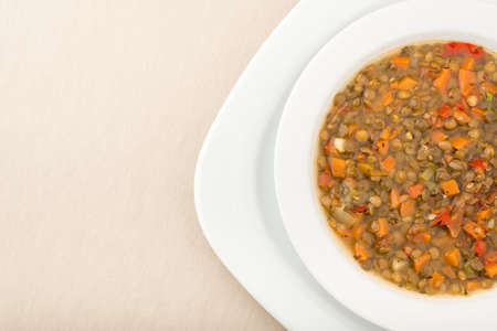 lentil soup in bowlの写真素材