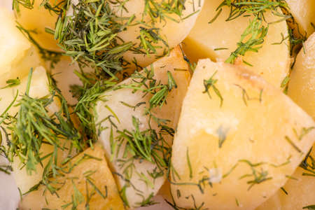 Potato salad with dill - close upの写真素材
