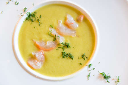 Close up of shrimp soupの写真素材