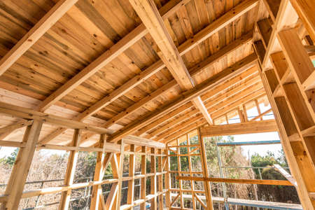 Wooden frame of a new house under construction