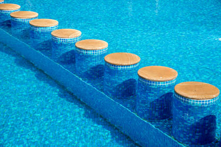Close-up of swimming pool and a trail of steps - copy space