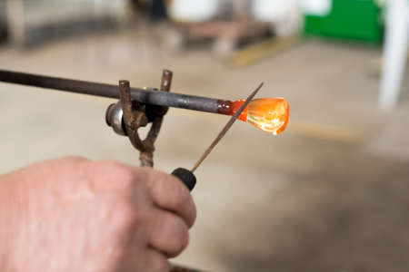 Handmade figures of melted glass - selective focus, copy space