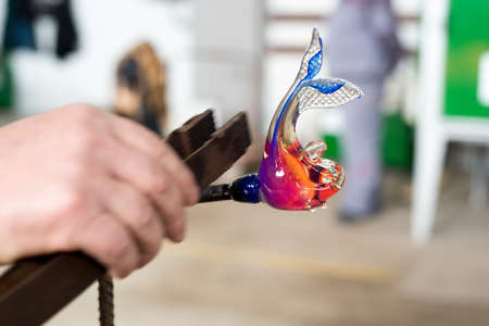 Handmade figures of melted glass - selective focus, copy spaceの写真素材