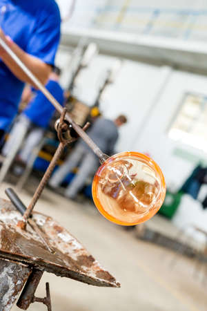 Handmade figures of melted glass - selective focus, copy space