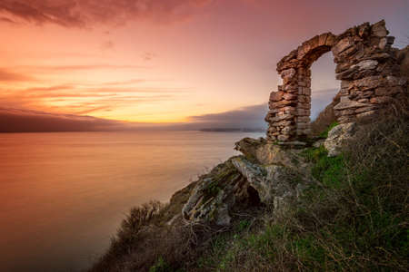 Dramatic sunset at Cape Kaliakra, Bulgariaの写真素材